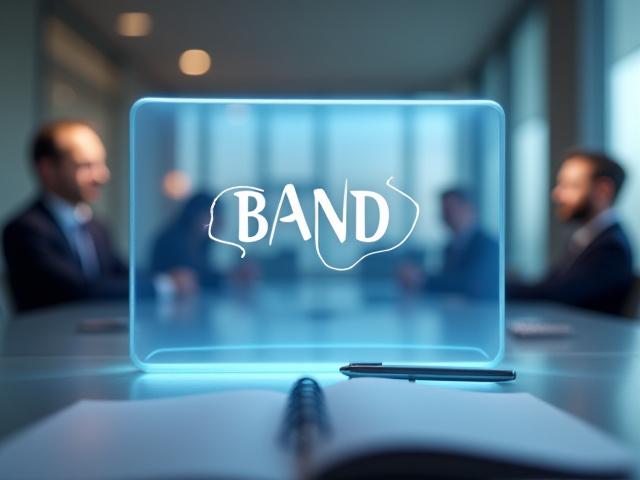 Egy stilizált logó, mely egy modern, sikeres márkát képvisel, háttérben homályos irodai környezet, márképítési esettanulmányt illusztrálva.